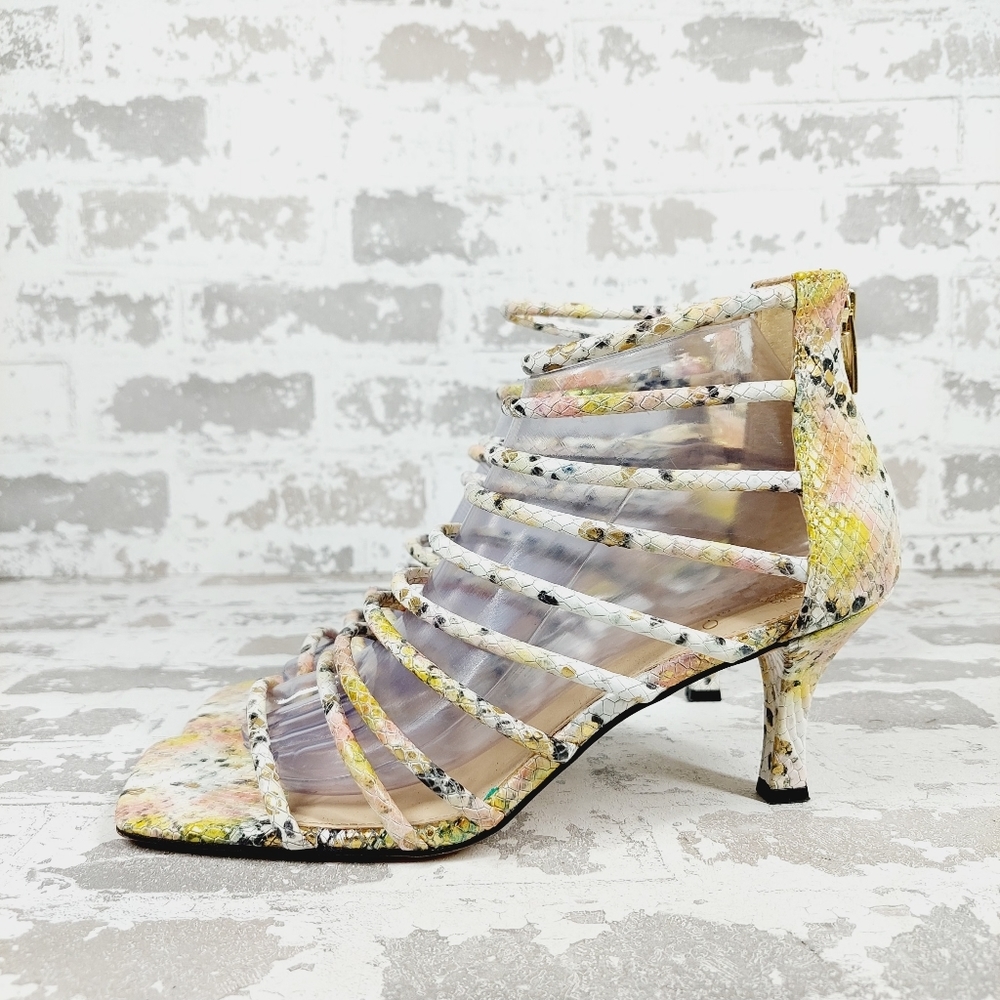 Vince Camuto Ambritan Strappy Snakeskin Summer Heeled Sandals E620